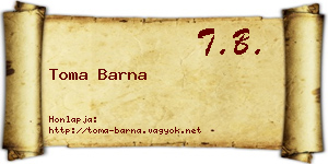 Toma Barna névjegykártya